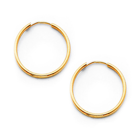 Polished Endless Petite Hoop Earrings - 14K Yellow Gold 1.5mm x 0.6 inch