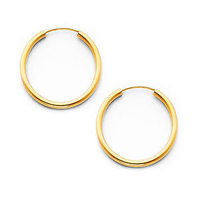 Polished Endless Petite Hoop Earrings - 14K Yellow Gold 2mm x 0.6 inch