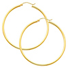 Polished Hinge Extra Large Hoop Earrings - 14K Yellow Gold 2mm x 2.6 inch