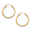 Polished Hinge Small Hoop Earrings - 14K Yellow Gold 2mm x 0.8 inch