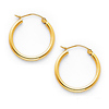 Polished Hinge Small Hoop Earrings - 14K Yellow Gold 2mm x 0.67 inch