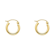 Polished Hinge Mini Hoop Earrings - 14K Yellow Gold 2mm x 0.51 inch