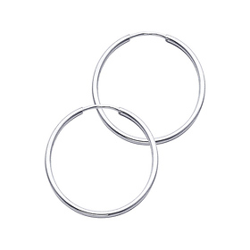 Polished Endless Medium Hoop Earrings - 14K White Gold 1.5mm x 1 inch