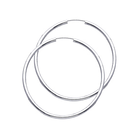 Polished Endless Large Hoop Earrings - 14K White Gold 2mm x 1.8 inch