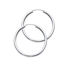 Polished Endless Medium Hoop Earrings - 14K White Gold 2mm x 1.2 inch