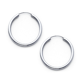 Polished Endless Petite Hoop Earrings - 14K White Gold 2mm x 0.6 inch