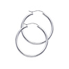 Polished Round Medium Hoop Earrings - 14K White Gold 2mm x 1.2 inch