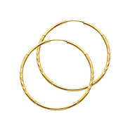 Diamond-Cut Satin Endless Medium Hoop Earrings - 14K Yellow Gold 1.5mm x 1.5 inch