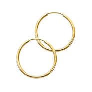 Diamond-Cut Satin Endless Small Hoop Earrings - 14K Yellow Gold 1.5mm or 0.9 inch