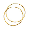Diamond-Cut Satin Endless Extra Large Hoop Earrings - 14K Yellow Gold 2mm x 2.4 inch