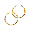 Diamond-Cut Satin Endless Medium Hoop Earrings - 14K Yellow Gold 2mm x 1 inch