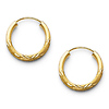 Diamond-Cut Satin Endless Mini Hoop Earrings - 14K Yellow Gold 2mm x 0.6 inch