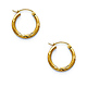 Diamond-Cut Satin Hinge Petite Hoop Earrings - 14K Yellow Gold 2mm x 0.6 inch thumb 0
