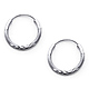 Diamond-Cut Satin Endless Petite Hoop Earrings - 14K White Gold 1.5mm x 0.6 inch thumb 0