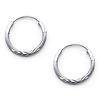 Diamond-Cut Satin Endless Petite Hoop Earrings - 14K White Gold 1.5mm x 0.6 inch