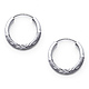 Diamond-Cut Satin Endless Mini Hoop Earrings - 14K White Gold 2mm x 0.6 inch thumb 0