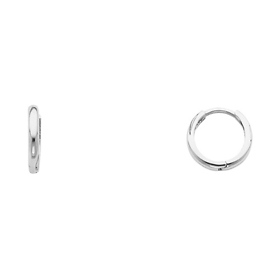 Small 14K White Gold Huggie Earrings 2mm x 10mm