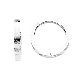 Small Flat 14K White Gold Huggie Earrrings 2mm x 11mm