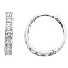 14K White Gold CZ Huggie Earrings 3mm x 14mm