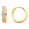 5-Stone 14K Yellow Gold CZ Huggie Earrings 4mm x 15mm