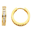 14K Yellow Gold CZ Huggie Earrings 4mm x 15mm