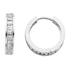 Large 14K White Gold Baguette CZ Huggie Earrings 4mm x 15mm