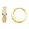 Large 6 stone 14K Yellow Gold CZ Huggie Earrings 4mm x 15mm