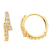 Bypass 14K Yellow Gold CZ Huggie Earrings 2mm x 13mm