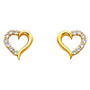 14K Yellow Gold Open Heart CZ Earrings