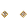 10mm 14K Yellow Gold Square CZ Stud Block Earrings