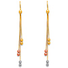 14K Tri-Color Gold Chandelier Beaded Tassel Earrings 65mm