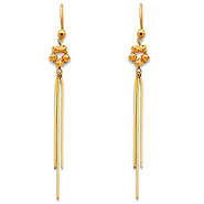 14K Yellow Gold Beaded Chandelier Tassel Earrings 65mm