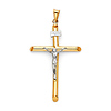 Large Rod Crucifix Pendant in 14K Two-Tone Gold - Classic 49mm