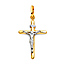 Small Tapered Crucifix Pendant in 14K Two-Tone Gold - Classic 25mm H