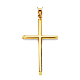 Large Rod Cross Pendant in 14K Yellow Gold - Classic