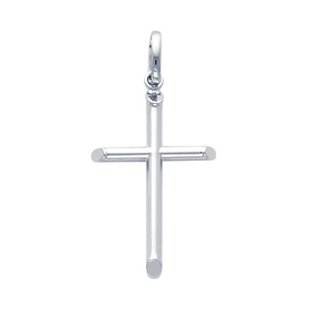 14K White Gold Small Classic Cross Charm Pendant at Goldenmine.com.