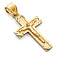 Petite Diamond-Cut Edge Crucifix Pendant in 14K Yellow Gold thumb 0