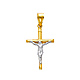 Small Rod Crucifix Pendant in Two-Tone 14K Yellow Gold thumb 0
