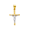 Small Rod Crucifix Pendant in Two-Tone 14K Yellow Gold