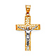Small Weaving Heart Open Crucifix Pendant in 14K Two-Tone Gold thumb 0