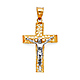 Small Weaving Heart Open Crucifix Pendant in 14K Two-Tone Gold thumb 0