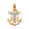 Small Heart Mariner's Cross Anchored Crucifix Pendant in 14K Two-Tone Gold
