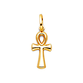 Petite Ankh Pendant in 14K Yellow Gold