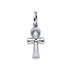 Petite Ankh Pendant in 14K White Gold