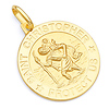 Saint Christopher Round Medal Pendant in 14K Yellow Gold 20mm