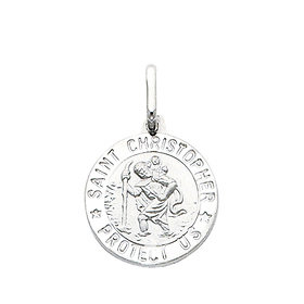 14K White Gold Saint Christopher Pendant