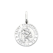 14K White Gold Saint Christopher Pendant