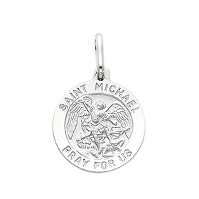 14K White Gold Saint Michael Pendant