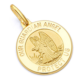 14K Yellow Gold Guardian Angel Pendant