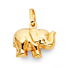 Standing Trumpeting Elephant Charm Pendant in 14K Yellow Gold - Mini